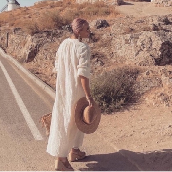 ZARA OPENWORK EMBROIDERY DRESS CREAM - Picture 4 of 14